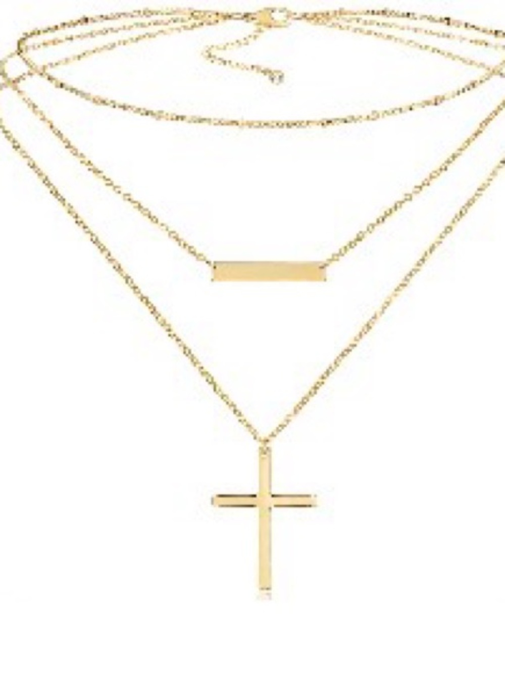 18k Gold plated Layered Cross Pendant Necklace - Women Jewelry